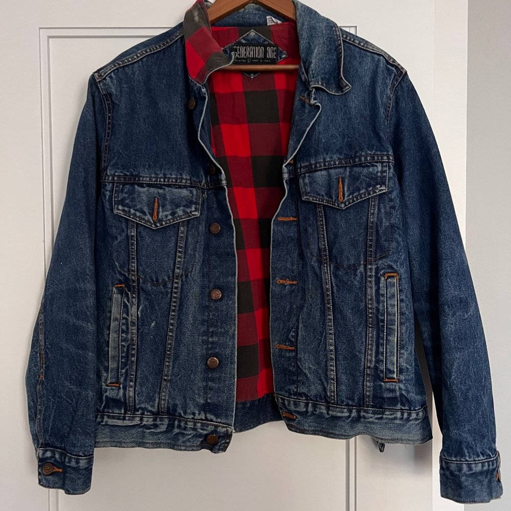 Vintage Jean Jacket with Plaid lining Deadstock
